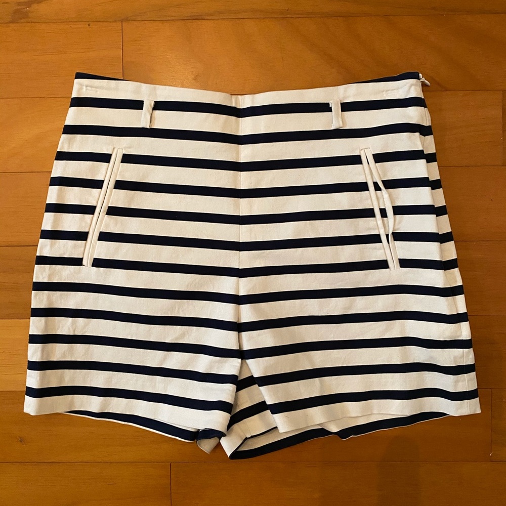 Striped high rise shorts
